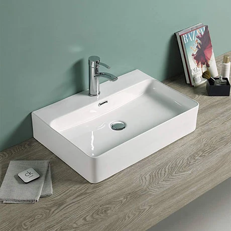 Arezzo 600 x 425mm Gloss White 1TH Rectangular Counter Top Basin 1 Arezzo 600 x 425mm Gloss White 1TH Rectangular Counter Top Basin