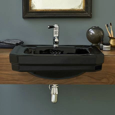 Burlington Jet Black 58cm Semi-Recessed Basin 2 Burlington Jet Black 58cm Semi-Recessed Basin - Image 2