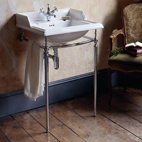 Burlington 1TH Classic 50cm Basin and Chrome Wash Stand 2 Burlington 1TH Classic 50cm Basin and Chrome Wash Stand - Image 2