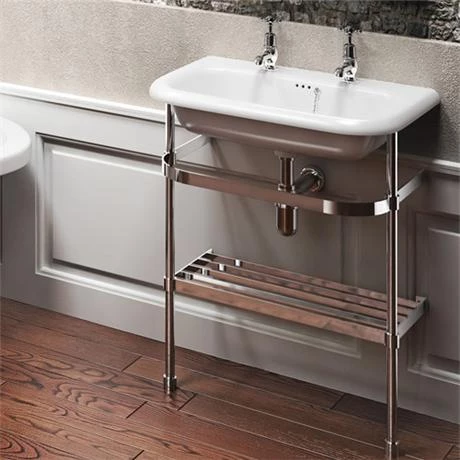 Clearwater - Small Traditional Roll Top Basin with Stainless Steel Stand - W550 x D470mm 3 Clearwater - Small Traditional Roll Top Basin with Stainless Steel Stand - W550 x D470mm - Image 3