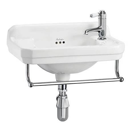 Burlington 51cm Cloakroom Basin with Towel Rail - 1 Tap Hole 1 Burlington 51cm Cloakroom Basin with Towel Rail - 1 Tap Hole