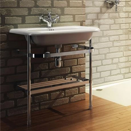 Clearwater - Large Traditional Roll Top Basin with Stainless Steel Stand - W750 x D470mm 3 Clearwater - Large Traditional Roll Top Basin with Stainless Steel Stand - W750 x D470mm - Image 3