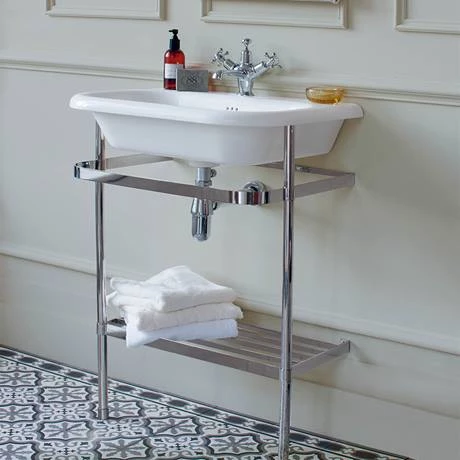 Clearwater - Large Traditional Roll Top Basin with Stainless Steel Stand - W750 x D470mm 4 Clearwater - Large Traditional Roll Top Basin with Stainless Steel Stand - W750 x D470mm - Image 4