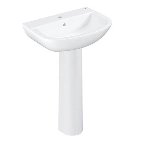 Grohe Bau 600mm 1TH Basin + Full Pedestal 1 Grohe Bau 600mm 1TH Basin + Full Pedestal