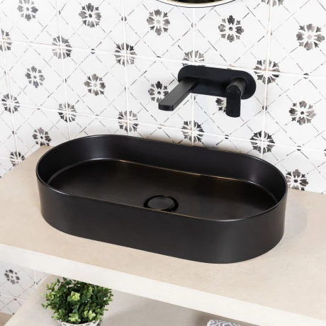 BagnoDesign Teatro Oval Matt Black 650 x 350mm Countertop Basin 1 BagnoDesign Teatro Oval Matt Black 650 x 350mm Countertop Basin