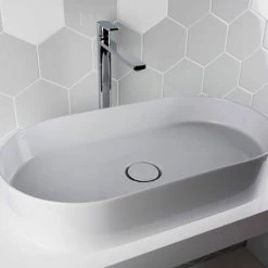 BagnoDesign Teatro Oval White 650 x 350mm Countertop Basin 8 BagnoDesign Teatro Oval White 650 x 350mm Countertop Basin -Cheap Basins Store BDS CIR 102 WH D3 460