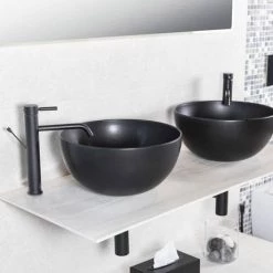 BagnoDesign Matt Black Koy 400mm Round Countertop Basin -Cheap Basins Store BDS KOY 702 MB D3 460