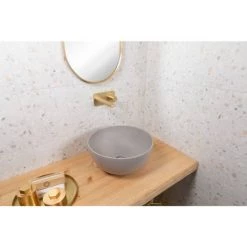BagnoDesign Matt Grey Koy 400mm Round Countertop Basin -Cheap Basins Store BDS KOY 702 MGY D5 460