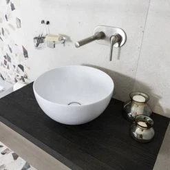 BagnoDesign Gloss White Koy 400mm Round Countertop Basin -Cheap Basins Store BDS KOY 702 WH D3 460