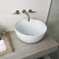 BagnoDesign Gloss White Koy 400mm Round Countertop Basin