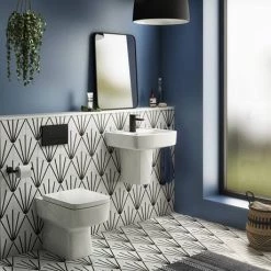 Brooklyn Modern Square Basin & Semi Pedestal (520mm Wide - 1 Tap Hole) -Cheap Basins Store BR520SP d3n 460