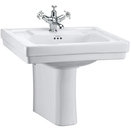 Burlington Contemporary Medium Basin and Semi Pedestal - Various Tap Hole Options 1 Burlington Contemporary Medium Basin and Semi Pedestal - Various Tap Hole Options