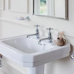 Burlington Victorian Medium Basin and Pedestal - Various Tap Hole Options -Cheap Basins Store BUR B2P1 D1 460