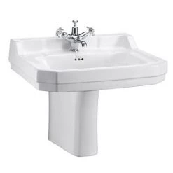 Burlington Edwardian Large Basin and Semi Pedestal - Various Tap Hole Options