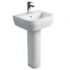 Britton Bathrooms - Curve Washbasin with round full pedestal - 2 Size Options