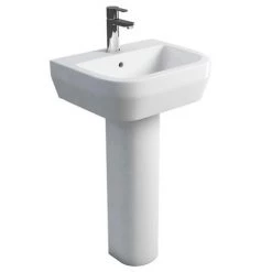 Britton Bathrooms - Curve Washbasin with round full pedestal - 2 Size Options