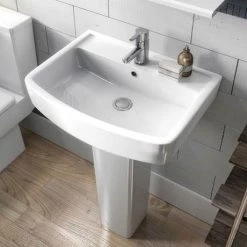 Brooklyn Modern Square Basin + Pedestal (1 Tap Hole) -Cheap Basins Store Brooklyn Modern Square Basin Pedestal 1 Tap Hole d2 460