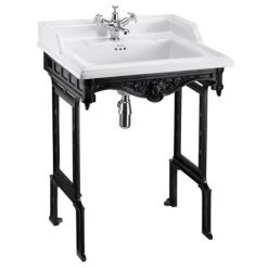 Burlington Classic 65cm Basin with Black Aluminium Wash Stand - Various Tap Hole Options