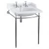Burlington Classic 650mm 2TH Basin with Invisible Overflow/Waste & Chrome Wash Stand