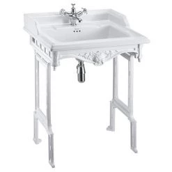 Burlington Classic 65cm Basin with White Aluminium Wash Stand - Various Tap Hole Options
