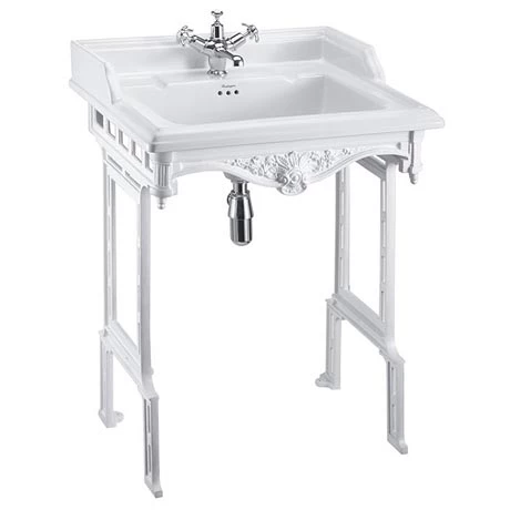 Burlington Classic 65cm Basin with White Aluminium Wash Stand - Various Tap Hole Options 1 Burlington Classic 65cm Basin with White Aluminium Wash Stand - Various Tap Hole Options