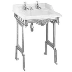 Burlington Classic 65cm Invisible Overflow Basin with Polished Aluminium Wash Stand