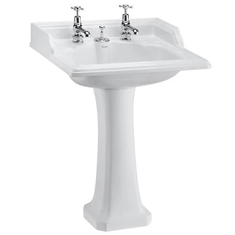 Burlington Classic Square 65cm Basin with Invisible Overflow/Waste & Pedestal 1 Burlington Classic Square 65cm Basin with Invisible Overflow/Waste & Pedestal