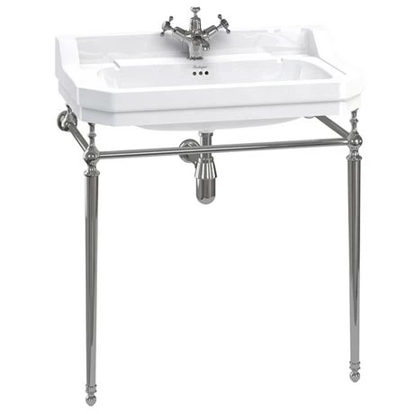 Burlington Edwardian 80cm Basin and Chrome Wash Stand - Various Tap Hole Options 1 Burlington Edwardian 80cm Basin and Chrome Wash Stand - Various Tap Hole Options