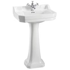 Burlington Edwardian Medium Basin and Regal Pedestal - Various Tap Hole Options