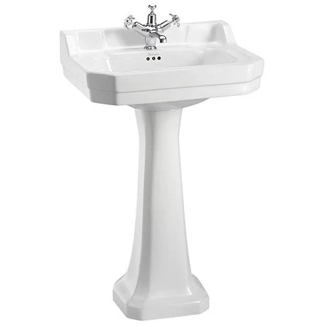 Burlington Edwardian Medium Basin and Regal Pedestal - Various Tap Hole Options 1 Burlington Edwardian Medium Basin and Regal Pedestal - Various Tap Hole Options