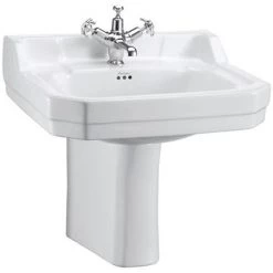 Burlington Edwardian Medium Basin and Semi Pedestal - Various Tap Hole Options