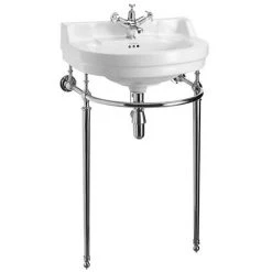 Burlington Edwardian Round Medium Basin & Chrome Wash Stand - Various Tap Hole Options