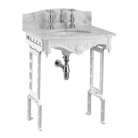 Burlington Georgian Carrera Marble Basin with White Aluminium Wash Stand 2 Burlington Georgian Carrera Marble Basin with White Aluminium Wash Stand - Image 2