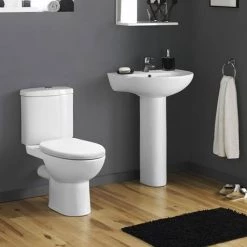 Cove 530mm Basin 1TH with Pedestal -Cheap Basins Store C530BP d3 460
