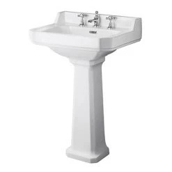 Old London Richmond 600mm Traditional 3TH Basin & Full Pedestal