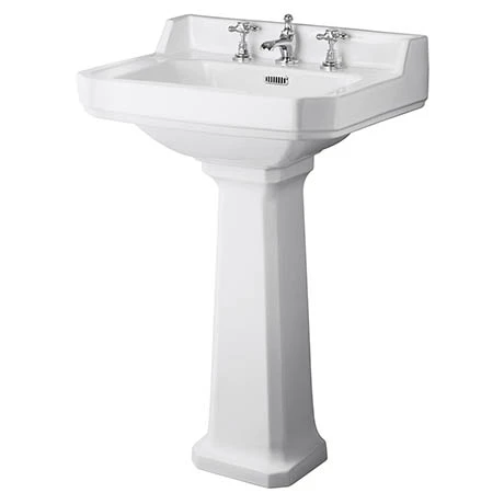 Old London Richmond Comfort Height Traditional 3TH Basin & Pedestal 1 Old London Richmond Comfort Height Traditional 3TH Basin & Pedestal