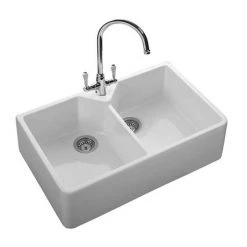 Rangemaster Double Bowl Belfast Ceramic Kitchen Sink 6 Rangemaster Double Bowl Belfast Ceramic Kitchen Sink -Cheap Basins Store CDB800WH D2 460
