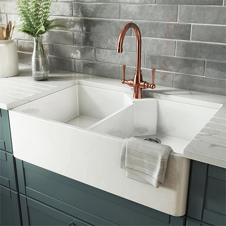 Rangemaster Double Bowl Belfast Ceramic Kitchen Sink 1 Rangemaster Double Bowl Belfast Ceramic Kitchen Sink