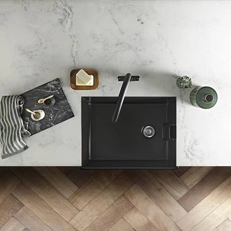 Rangemaster Grange Belfast Matt Black Ceramic Kitchen Sink inc. Basket Strainer Waste 4 Rangemaster Grange Belfast Matt Black Ceramic Kitchen Sink inc. Basket Strainer Waste - Image 4