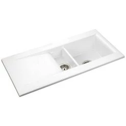 Rangemaster Nevada 1.5 Bowl Ceramic Kitchen Sink 6 Rangemaster Nevada 1.5 Bowl Ceramic Kitchen Sink -Cheap Basins Store CNV2WH D2 460