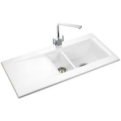 Rangemaster Nevada 1.5 Bowl Ceramic Kitchen Sink 7 Rangemaster Nevada 1.5 Bowl Ceramic Kitchen Sink -Cheap Basins Store CNV2WH D3 460