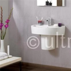 Ultra - Priory 600 Basin 1TH & Semi Pedestal - CPR001 -Cheap Basins Store CPR001 d2 375