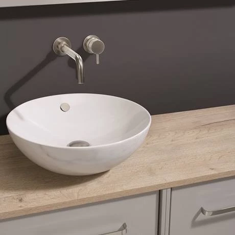 Crosswater Castellon 430mm Carrara Marble/White Countertop Basin - CT0012BSCM+ 3 Crosswater Castellon 430mm Carrara Marble/White Countertop Basin - CT0012BSCM+ - Image 3