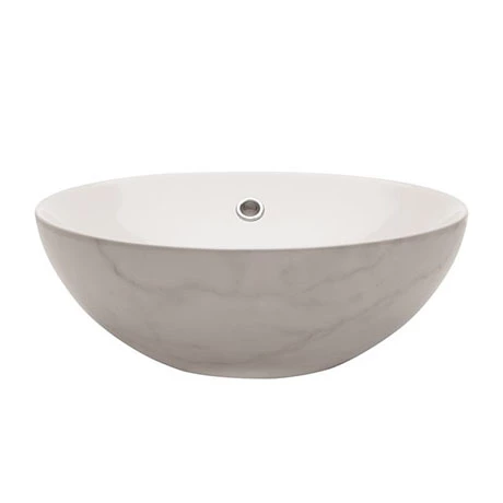 Crosswater Castellon 430mm Carrara Marble/White Countertop Basin - CT0012BSCM+ 1 Crosswater Castellon 430mm Carrara Marble/White Countertop Basin - CT0012BSCM+
