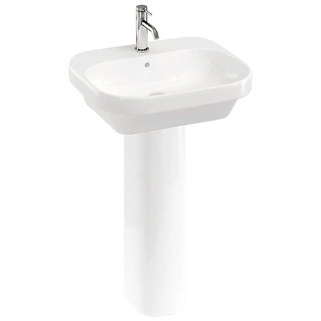 Britton Bathrooms Curve2 550mm 1TH Basin with Full Pedestal 1 Britton Bathrooms Curve2 550mm 1TH Basin with Full Pedestal