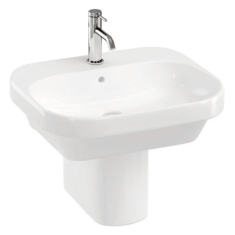 Britton Bathrooms Curve2 550mm 1TH Basin with Semi Pedestal 1 Britton Bathrooms Curve2 550mm 1TH Basin with Semi Pedestal