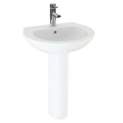 Cove 550mm Basin And Full Pedestal Set - 1 Tap Hole