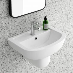 Cruze Basin + Semi Pedestal (550mm Wide - 1 Tap Hole)