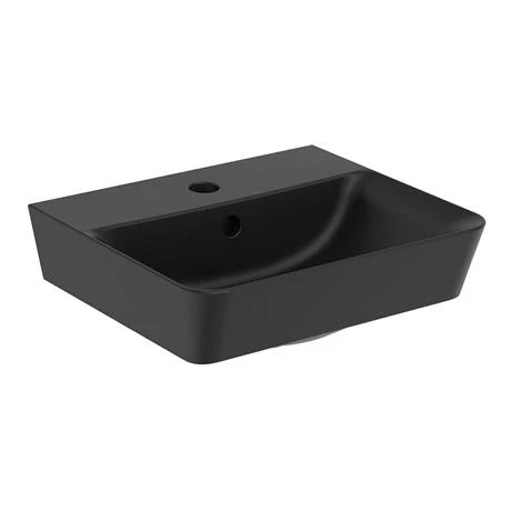 Ideal Standard Connect Air Cube Silk Black 400mm Wall Mounted / Vanity Basin - E0307V3 2 Ideal Standard Connect Air Cube Silk Black 400mm Wall Mounted / Vanity Basin - E0307V3 - Image 2