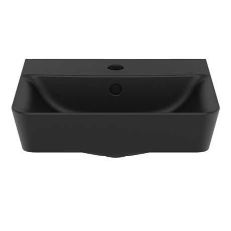 Ideal Standard Connect Air Cube Silk Black 400mm Wall Mounted / Vanity Basin - E0307V3 3 Ideal Standard Connect Air Cube Silk Black 400mm Wall Mounted / Vanity Basin - E0307V3 - Image 3